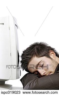 Stock Photo - man sleeping in 
front of the computer 
screen. fotosearch 
- search stock 
photos, pictures, 
images, and photo 
clipart
