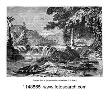 Stock Image - waterfall, british 
guiana, south 
america, 19th 
century. fotosearch 
- search stock 
photos, pictures, 
images, and photo 
clipart