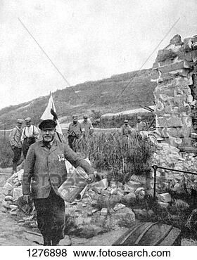 Stock Photo - the mayor of ablain-saint-nazaire 
in the ruins of 
the commune, 1915. 
fotosearch - search 
stock photos, 
pictures, images, 
and photo clipart