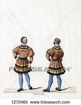 Stock Image - noblemen,  costume 
design for shakespeare's 
play,  