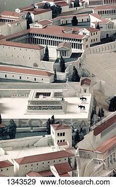 Stock Photograph - a model of the 
ancient greek 
city of pergamon 
artist: unknown. 
fotosearch - search 
stock photos, 
pictures, images, 
and photo clipart