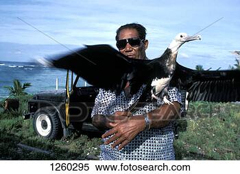 Stock Image - a man with a bird 
perching on his 
arm near the sea, 
nauru. fotosearch 
- search stock 
photos, pictures, 
images, and photo 
clipart