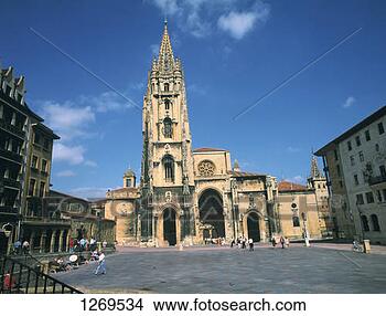 Stock Photo - cathedral from 
the plaza de alfonso, 
oviedo, spain. 
fotosearch - search 
stock photos, 
pictures, images, 
and photo clipart