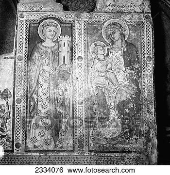 Stock Photo - detail of a fresco 
in the rock-church 
of santa barbara, 
 matera. fotosearch 
- search stock 
photos, pictures, 
images, and photo 
clipart