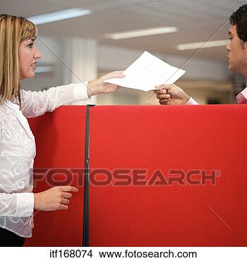 Stock Photo - people passing 
a document over 
a cubicle wall. 
fotosearch - search 
stock photos, 
pictures, images, 
and photo clipart