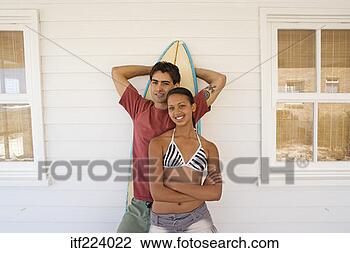 Banco de Imagem - par,  surfboard. 
fotosearch - busca 
de fotos, imagens 
e clipart