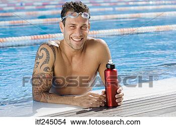 Stock Photo - swimmer with a 
water bottle. 
fotosearch - search 
stock photos, 
pictures, images, 
and photo clipart