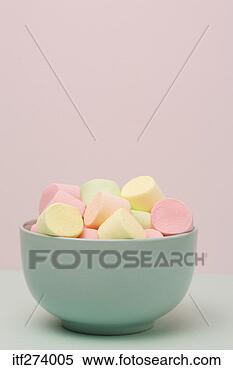 Stock Image - bowl with marshmallow  candies. fotosearch  - search stock  photos, pictures,  images, and photo  clipart