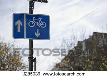 Stock Photograph - bicycle lane sign. 
fotosearch - search 
stock photos, 
pictures, images, 
and photo clipart