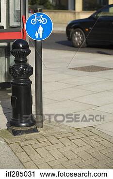 Stock Photography - bicycle and pedestrian 
crossing sign. 
fotosearch - search 
stock photos, 
pictures, images, 
and photo clipart