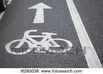 Stock Photo - bike lane arrow 
painted on street. 
fotosearch - search 
stock photos, 
pictures, images, 
and photo clipart