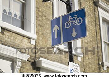 Stock Photo - bike lane sign. 
fotosearch - search 
stock photos, 
pictures, images, 
and photo clipart