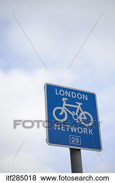 Banco de Imagem - londres,  bicicleta, 
 rede,  sinal, 
 londres,  inglaterra. 
fotosearch - busca 
de fotos, imagens 
e clipart