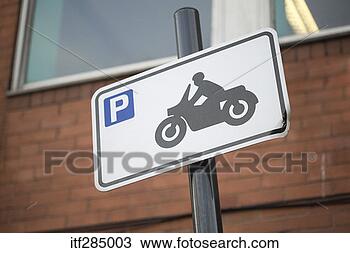 Banco de Imagem - motocicleta,  
estacionamento, 
 sinal. fotosearch 
- busca de fotos, 
imagens e clipart