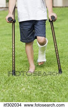 Stock Photo - boy walking on 
crutches. fotosearch 
- search stock 
photos, pictures, 
images, and photo 
clipart