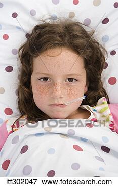 Picture - sick girl with 
thermometer. fotosearch 
- search stock 
photos, pictures, 
images, and photo 
clipart