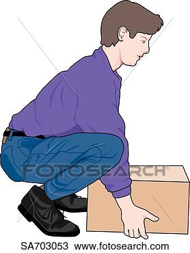 Drawing - adult male demonstrating 
proper lifting 
technique,  keeping 
spine. fotosearch 
- search clipart, 
illustration, 
drawings and vector 
eps graphics images