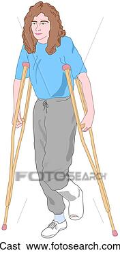 Arquivos de Ilustração - usando,  crutches-cast. 
fotosearch - busca 
de ilustrações 
clipeart e desenhos