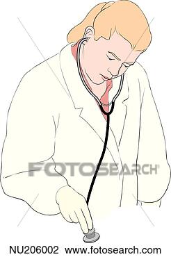 性, 护士, auscultating, 听诊器 NU206002 - 搜寻