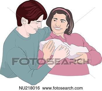 Stock Illustration - close-up of happy 
faces of parents 
holding newborn. 
fotosearch - search 
clipart, illustration, 
drawings and vector 
eps graphics images