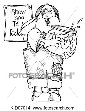 Stock Illustration - illustration of 
boy with goldfish 
in bowl during 
show & tell at 
school. fotosearch 
- search clipart, 
illustration, 
drawings and vector 
eps graphics images