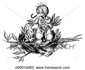 Clipart - mother bird feeding 
chicks. fotosearch 
- search clipart, 
illustration, 
drawings and vector 
eps graphics images