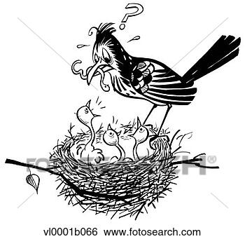 Clip Art - mother bird wondering 
which chick to 
feed. fotosearch 
- search clipart, 
illustration, 
drawings and vector 
eps graphics images