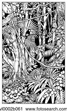 Clipart - rainforest with 
tropical birds 
and butterflies. 
fotosearch - search 
clipart, illustration, 
drawings and vector 
eps graphics images