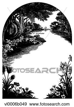 Clip Art - stream through the woods. fotosearch - search clipart, illustration, drawings and vector eps graphics images