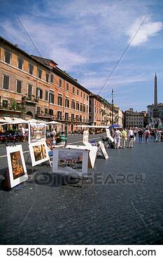 Banco de Imagem - artista,   vender, 
  seu,   pinturas, 
  mercado,   piazza, 
  navona. fotosearch 
- busca de fotos, 
imagens e clipart