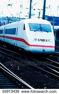 Stock Photograph - electric train 
on a railroad 
track. fotosearch 
- search stock 
photos, pictures, 
images, and photo 
clipart