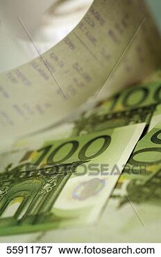 Picture - european currency, 
one hundred euro 
notes and receipt. 
fotosearch - search 
stock photos, 
pictures, images, 
and photo clipart