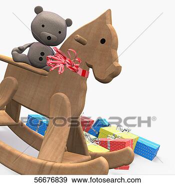 Stock Photograph - teddy bear on 
a rocking horse. 
fotosearch - search 
stock photos, 
pictures, images, 
and photo clipart