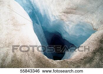Stock Photo - high angle view 
of deep crevice 
in mendenhall 
glacier,  tongass. 
fotosearch - search 
stock photos, 
pictures, images, 
and photo clipart