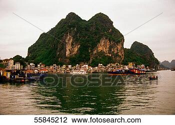 Stock Photo - village on a waterfront, 
halong bay, vietnam. 
fotosearch - search 
stock photos, 
pictures, images, 
and photo clipart
