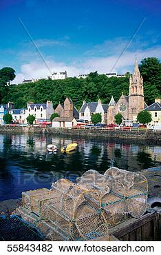 Stock Photo - lobster traps 
in a harbor, tobermory 
harbor, isle of 
mull, scotland. 
fotosearch - search 
stock photos, 
pictures, images, 
and photo clipart