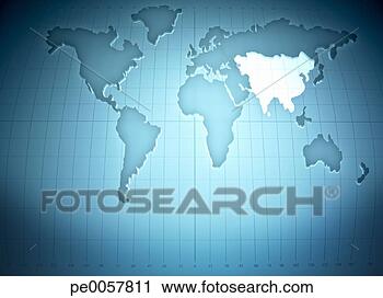 Stock Photography - map of the world 
highlighting asia. 
fotosearch - search 
stock photos, 
pictures, images, 
and photo clipart