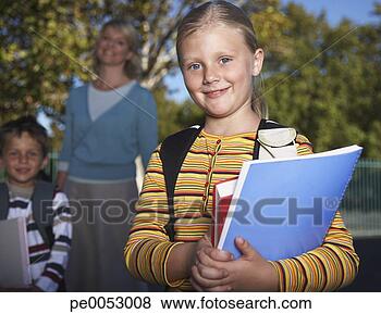 Stock Photo - students outside 
of school with 
the teacher. fotosearch 
- search stock 
photos, pictures, 
images, and photo 
clipart