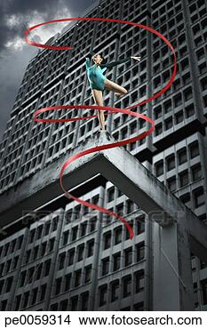 Stock Photo - gymnast on top 
of structure with 
ribbon. fotosearch 
- search stock 
photos, pictures, 
images, and photo 
clipart