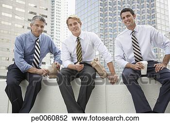Stock Photo - three businessmen 
outdoors on a 
lunch break. fotosearch 
- search stock 
photos, pictures, 
images, and photo 
clipart