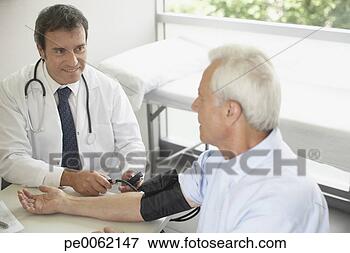 Picture - doctor sitting 
in office with 
patient taking 
blood pressure 
and. fotosearch 
- search stock 
photos, pictures, 
images, and photo 
clipart