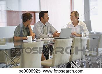 Stock Image - three colleagues 
meeting. fotosearch 
- search stock 
photos, pictures, 
images, and photo 
clipart