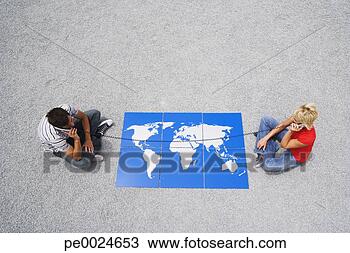 Stock Photo - man and woman 
sitting on gravel 
outdoors with 
telephone receivers 
and. fotosearch 
- search stock 
photos, pictures, 
images, and photo 
clipart