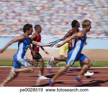 Stock Photograph - racers running 
on track with 
relay baton. fotosearch 
- search stock 
photos, pictures, 
images, and photo 
clipart