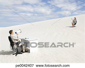 Picture - a businessman 
with a bullhorn 
talking to a businesswoman 
with a. fotosearch 
- search stock 
photos, pictures, 
images, and photo 
clipart