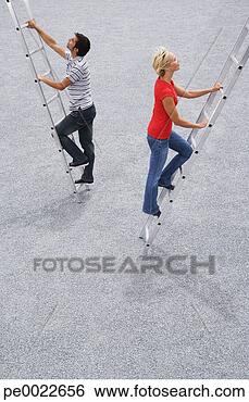 Stock Photo - man and woman 
climbing ladder 
outdoors. fotosearch 
- search stock 
photos, pictures, 
images, and photo 
clipart