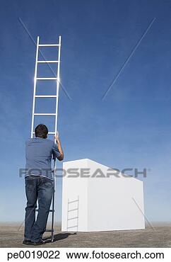 Stock Photo - man with ladder 
approaching wall 
outdoors. fotosearch 
- search stock 
photos, pictures, 
images, and photo 
clipart