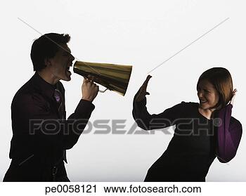Stock Photography - businessman with 
bullhorn shouting 
at woman. fotosearch 
- search stock 
photos, pictures, 
images, and photo 
clipart