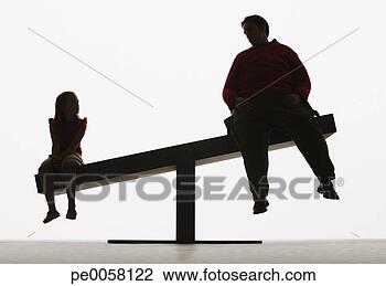 Stock Photo - large man and 
small girl on 
unbalanced plank. 
fotosearch - search 
stock photos, 
pictures, images, 
and photo clipart