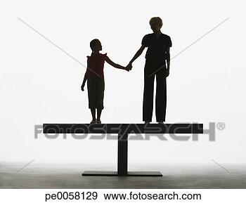 Stock Photograph - woman and young 
girl holding hands 
on a plank. fotosearch 
- search stock 
photos, pictures, 
images, and photo 
clipart